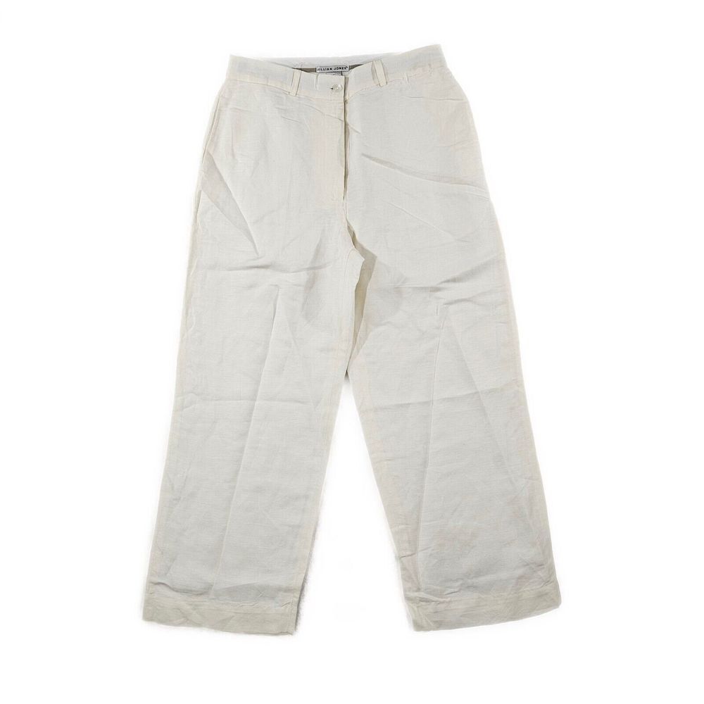 Jillian Jones Womens Straight Leg Pants Trouser Linen Blend High Rise‎ Beige 8